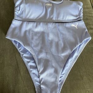 PUMA 2 piece sky blue ribbed swim, sz large, nwot
